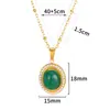 Estilo INS Lujo Ligero Acero Inoxidable Perla Imitación Colgante Corazón Joyería Moda Retro Esmeralda Acero Inoxidable Collar