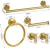 Conjunto de 5 Peças para Banheiro: Porta-Toalhas de Aço Inoxidável, Porta-Papel Toalha, Argola para Toalha, Gancho para Roupas de Banheiro, Armazenamento para Banheiro