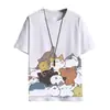 Camiseta de Manga Corta de Algodón Puro con Gato de Dibujos Animados para Hombre Verano Fina 2021 Nueva Versátil Holgada de Marca de Moda Camiseta de Media Manga