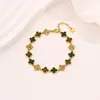Pulseira de Contas de Zircônia Colorida de Alta Qualidade para Mulheres Marca Tendência Transfronteiriça de Moda Pulseira de Aço Titânio Versátil Pulseira de Trevo de Quatro Folhas