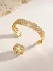 Conjunto de Pulseira Aberta e Anel com 3 Fileiras de Diamantes Inteiros, Novo Produto Transfronteiriço, Joia Versátil para Casamento para Noivas na Europa, América, Japão e Coreia, Venda Direta