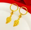 Pendientes de Hoja de Oro Arena de Vietnam Pendientes de Hoja de la Riqueza Pendientes Chapados en Oro de Cobre Joyería de Imitación Joyería al por Mayor