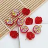 Pingentes Flor de Rosa Esmaltada, Banhos Coloridos, Flores de Vidro Transparente, Contas Soltas para Brincos Artesanais DIY, Pulseiras, Acessórios de Cabelo