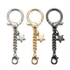 Fivela Dupla DIY Corrente Curta Pingente Estrela de Cinco Pontas Fivela Acessório de Metal Pingente para Bolsa Enfeite Pendente Pom-Pom Fivela