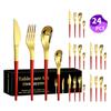 Venta caliente transfronteriza vajilla de acero inoxidable Serie Luna Creciente Cuchillo, tenedor y cuchara occidentales para 6 personas juego de 24 piezas traje de caja de color