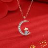 Collar del zodiaco de plata esterlina S925 para mujer, moda nacional, año de nacimiento con incrustaciones de circonitas, cadena de clavícula con luna, regalo de cumpleaños
