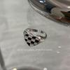 Anillo de Bloqueo de Color Blanco y Negro Estilo Coreano para Viajeros, Anillo Abierto Cuadriculado Tablero de Ajedrez Estilo Vintage, Anillo para Dedo Índice Hip-Hop, Moderno