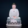 Bodhisattva Guanyin Sentado em Casa Lótus Estátua de Buda Guanyin Mármore Branco Imitado Guanyin Bodhisattva do Mar do Sul Saha Sancheng