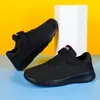 Zapatillas deportivas populares para niños mayores, zapatillas deportivas transpirables de doble malla para niños, zapatillas de correr para niños con suelas blandas, zapatos completamente negros