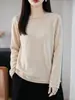 Nova Coleção Outono/Inverno 2026: Suéter de Tricô Feminino de Manga Longa com Gola Redonda Dobrada, Design Vazado, Cor Sólida, Blusa Base
