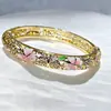 En Stock Suministro Directo de Fábrica Pulsera de Trébol de Cuatro Hojas Cloisonné, Nuevo Estilo Chino Hueco Incrustado de Diamantes Joyería de Nicho Al por Mayor