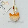 Colgante de Zorro de Calcedonia Blanca Hielo Natural para Mujer, Colgante de Ágata de Color Bonito, Colgante de Jade Flor de Durazno, Tallado por Ambas Caras