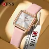 Relojes de Moda Europeos y Americanos Ofns para Mujer, Relojes de Moda Cuadrados Impermeables de Venta Caliente Transfronteriza, Relojes de Cuarzo Escolares de Aleación de Cuero