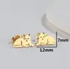 Novos Brincos de Aço Inoxidável com Recorte de Animal Cartoon Cão Lobo Tigre Koala Porco Esquilo Pássaro Pombo de Comércio Exterior