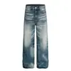 Jeans Reto Americano Retro Lavado com Bigodes para Homens 2025 Marca Tendência Cool Solto Wide-Leg Calças Flare