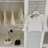 Le En BabyKabo Palavras de Mel! Conjunto de Blusa de Camada Dupla com Gola Franzida e Saia com Laço para Meninas de Outono