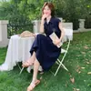 Vestido Casual de Moda de Verano 2026 con Solapa Bordada y Diseño de Cintura con Cordón, Vestido Sencillo para Mujer