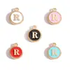 Acessórios para joias DIY pulseira de renda esmaltada dupla face brincos pequenos pingentes esmaltados 26 letras inglesas liga