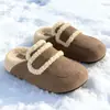 Pantuflas de algodón sin cordones de suela gruesa para mujer 2026 nuevo estilo otoño e invierno para exteriores estilo Birkenstock de punta cerrada pantuflas de piel de felpa