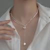 Elegante Colar de Franjas em Forma de Coração com Pérolas Artificiais para Mulheres, Moderno e Único, Corrente para Suéter Estilo Ins Coração de Pêssego de Alto Padrão, Transfronteiriço