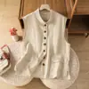 Colete Retro Japonês Lavagem com Levedura Design de Gola Alta Pequena Senso de Design Qualidade Colete Emagrecedor Top
