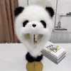 Gorro de Peluche de Panda Lindo para Padre e Hijo Otoño e Invierno Engrosado y Cálido para Circunferencia de Cabeza Grande Gorro Pulóver con Orejas de Imitación de Piel de Zorro Protección Auditiva