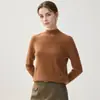 Nuevo suéter de cachemira tipo pullover para otoño e invierno para mujer, cachemira de cabra pura, cuello semi-alto, tejido de punto ajustado, suéter básico para mujer