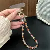 Cordón de cristal para teléfono, cadena de cristal simple de doble capa con forma de bola de flor, exquisito accesorio de pulsera para funda de teléfono