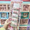 Presilha de Cabelo Fofa Gatinha KT com Laço Rosa e Nuvens Arco-Íris Desenho Animado para Cabelo de Criança Grampo Doce para Franja Infantil