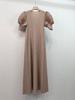 Ropa Plisada Personalizada de Gama Alta al por Mayor Vestido de Mangas Abullonadas 2024 Verano Color Sólido Casual Cuello Redondo Delgado Falda Larga Elegante