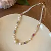 Pulsera Cubo de los Deseos de Piedra Natural, Elegante y de Moda, Pulsera de Perlas de Agua Dulce, Cristales Artificiales de Colores Dopamina para Mujeres