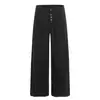 G6935 Estilo High Street Americano Unissex High-End Lavado Cor Sólida Design com Botões Calça Jeans Casual Solta Masculina