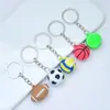 Chaveiro de Borracha Macia Simulação Tridimensional Criativa Bola de Futebol Basquete Rugby Tênis Pingente de Mochila Presente de Abertura