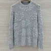 Tricô Feminino BORBOTIE 2026 Novidades Primavera/Outono Estilo Old Money BC Top de Manga Longa Floral 3D Vazado