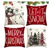 Fronha de almofada de Natal xadrez estilo americano, capa de almofada quadrada xadrez de flanela curta com floco de neve, capa de almofada para quarto