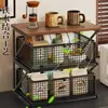Estante de almacenamiento de escritorio, soporte para cafetera de encimera, estante de almacenamiento en capas tipo cajón, estante de almacenamiento de bocadillos y portavasos