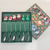 Juego de Cubiertos de Acero Inoxidable Cuchara y Tenedor Navideños Transfronterizos Papá Noel Árbol Cuchara de Postre Dibujos Animados Creativo Set de Regalo Navideño