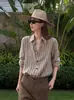 Codena 100 Camisa Clássica Versátil Listrada de Linho Estilo Urbano Old Money Simples Manga Longa Elegante Casual