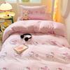 Juego de Tres Piezas de Sábanas Estampadas Sanrio para Litera, Juego de Ropa de Cama Individual Todo Incluido Nantong, Funda de Edredón, Textil para el Hogar, Estilo Ins Dibujos Animados