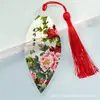Marcadores de Página Estilo Chinês Flor de Peônia e Nervuras de Folha, Papelaria Educacional, Presentes Culturais para Amigos, Fornecimento Direto do Fabricante, com Marcadores de Página com Borla