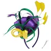 Venta caliente de Amazon sombrero bombín vintage de plumas accesorios para el cabello precioso tocado de sombrero bombín de satén sombrero de actuación nupcial europeo y americano