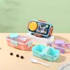 Bonita Fiambrera de Acero Inoxidable para Estudiantes y Niños, Fiambrera Sellada Multicapa, Fiambrera con Compartimentos de Plástico, Caja para Ensalada