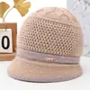 Sombreros para mujeres de mediana edad y mayores, otoño e invierno, para madres, forrados de polar, cálidos, sombreros de lana tejidos, para señoras mayores, de pelo de conejo, de ala ancha, sombreros de algodón