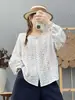 Colección Otoño 2026 Camisa de Punto para Mujer Estilo Mori Girl Japonés Cuello Alto Estampado de Lunares con Encaje Manga Larga Venta al por Mayor