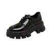 Zapatos de Cuero Pequeños con Suela Gruesa para Mujer, Estilo Pino de Hong Kong, para Aumentar Altura, Novedad Primavera/Otoño 2026, Elegantes, Versátiles, Estilo Británico, Mocasines de Charol