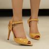 Sandalias Francesas Zapatos de Moda de Tacón Fino con Puntera de Pez para Mujer Talla 43 Estilo Nuevo 2024 Zapatos Estilo Hada de Un Botón 10.5cm