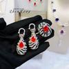 Traje de cebra moderno vintage Rubí Anillo de tesoro colorido con estampado de leopardo famoso europeo y americano Pendientes de botón desmontables Colgante para mujer