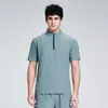 Nova Camiseta Casual Masculina de Verão para Uso Externo, Secagem Rápida, Respirável, Revestida de Borracha, Gola Alta, Manga Curta, Roupa Fitness de Secagem Rápida