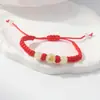 Pulseira Trançada Pedra Luminosa Doze Signos do Zodíaco Fio Vermelho Fio Preto Contas Luminosas Pulseira de Casal Estudante Feminina Atacado