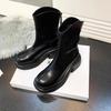 Botines Martin ajustados con tacón grueso y suela gruesa para mujer, otoño e invierno 2024, estilo británico, combinables, con tacón pequeño y grueso.